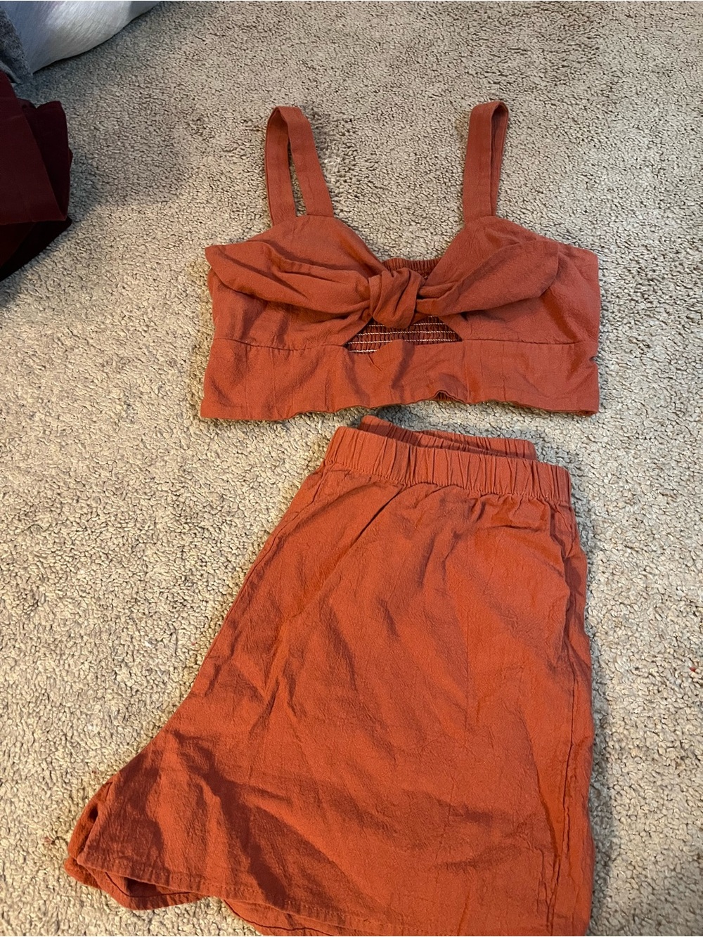 Rust Two-Piece Crop Top & Skirt Set